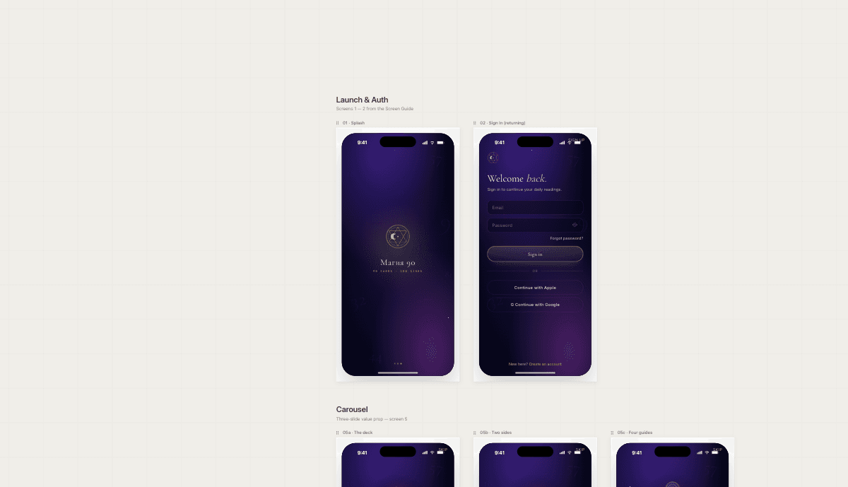 Siby mobile onboarding and sign in screen guide